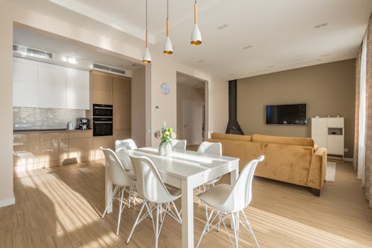 Minimal open space living room interior